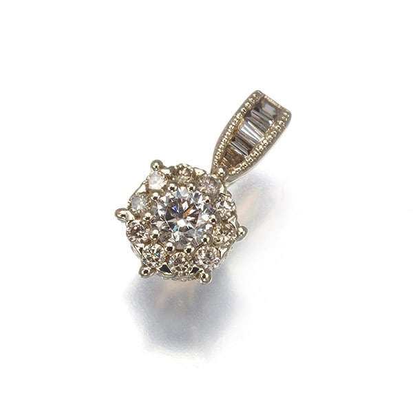 Gold Gstv Pendant Brown Diamond 0.34Ct Tapered-Cut Flower 18K 750 Yellow (1 of 5)