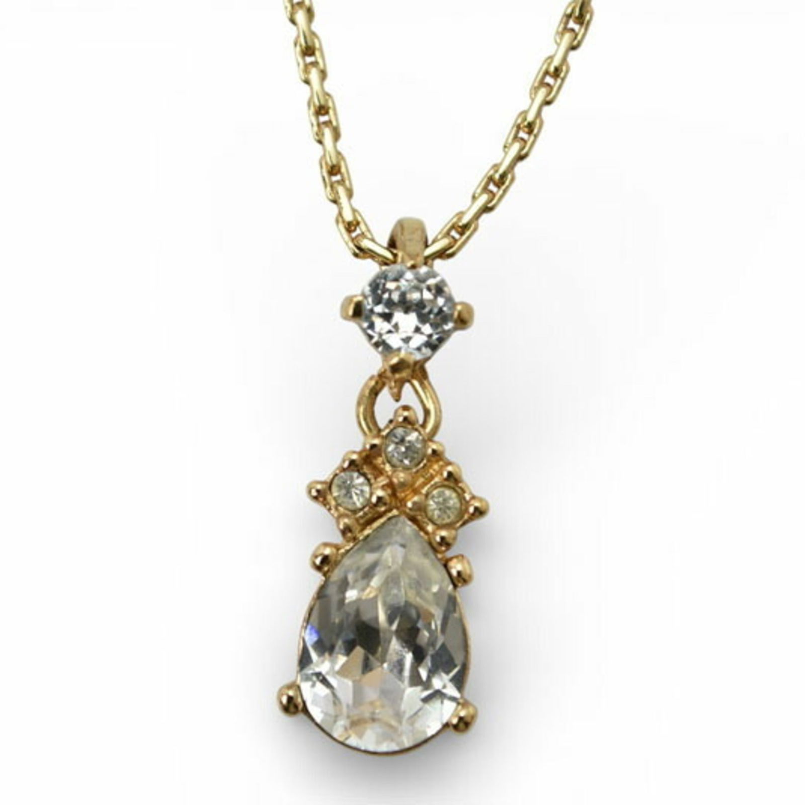 gold Christian Dior teardrop rhinestone necklace in (1 of 8)