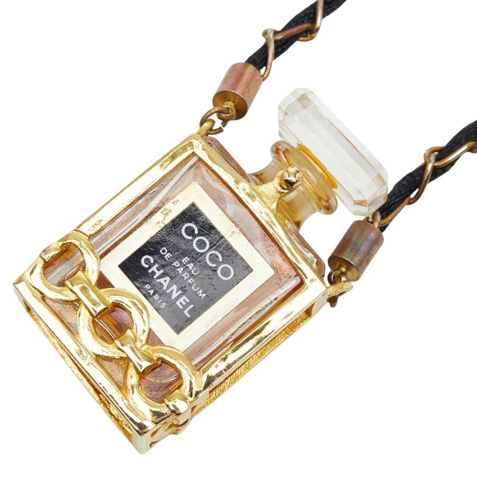 women. Chanel perfume necklace in gold and black plated nylon for (1 of 7)