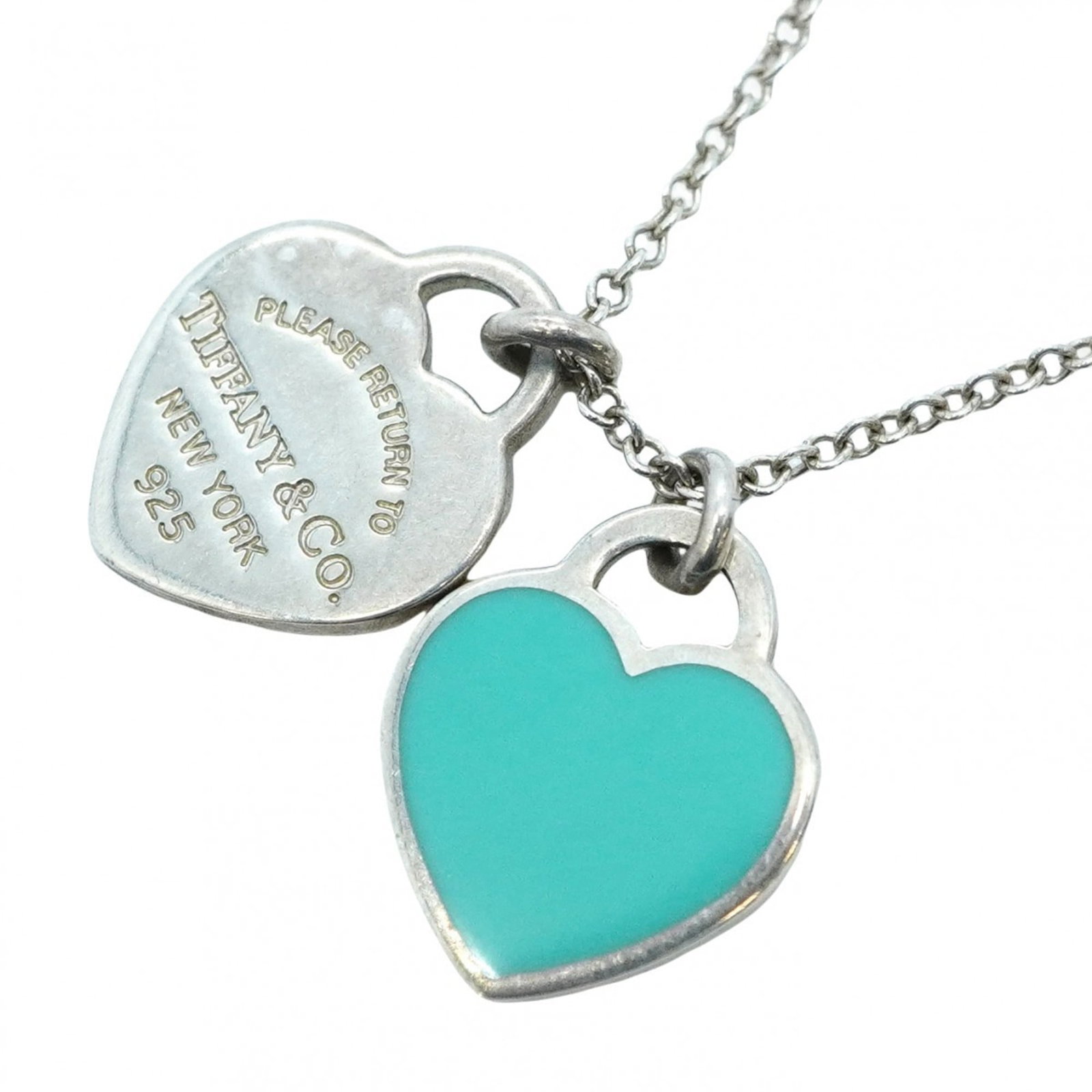 Women's Tiffany Necklace Double Return to Heart Silver 925 Blue (1 of 8)