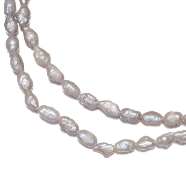 Silver Tasaki Necklace Freshwater Pearl 3.0-3.5Mm Baroque Long (1 of 8)