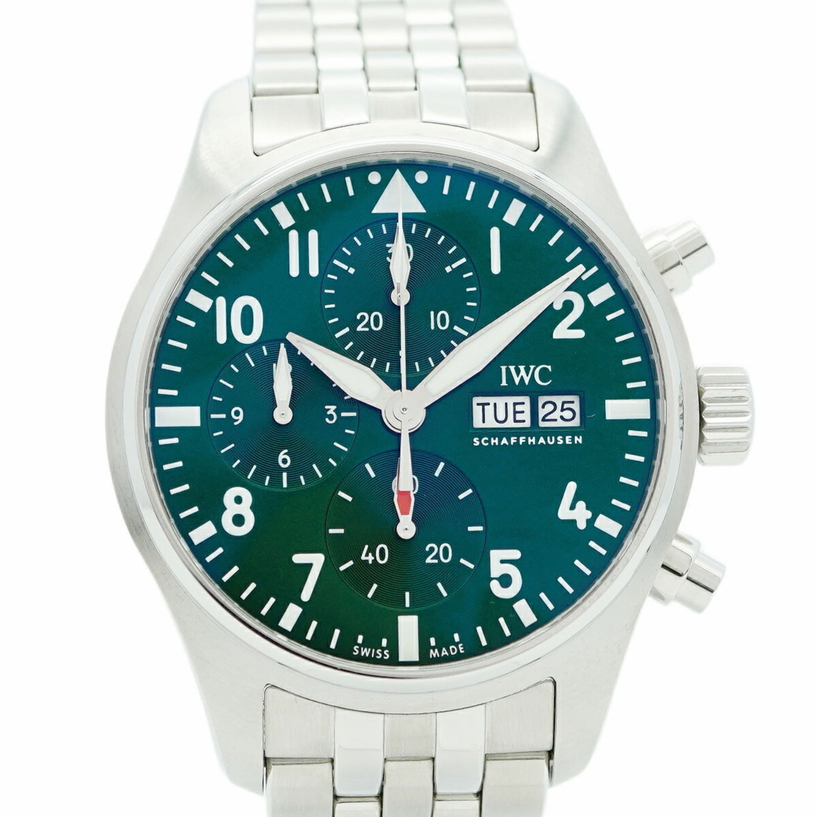 Wristwatch Iwc: Wristwatch Iwc This listing features Wristwatch Iwc. Item specifics are provided below. Item Specifics: Brand: Iwc Type: Wristwatch Gender: Men Material (Band): Stainless Steel Color (Dial): Green Cas