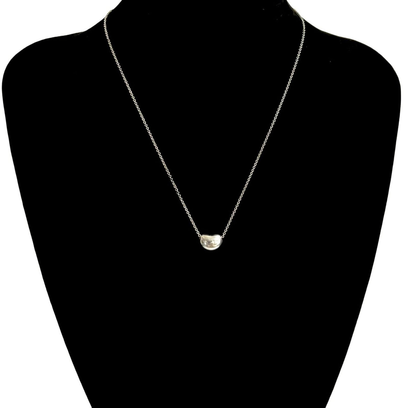 1526d - TIFFANY & Co. Tiffany Bean Necklace - 925 Sterling Silver - Pendant Choker (1 of 5)