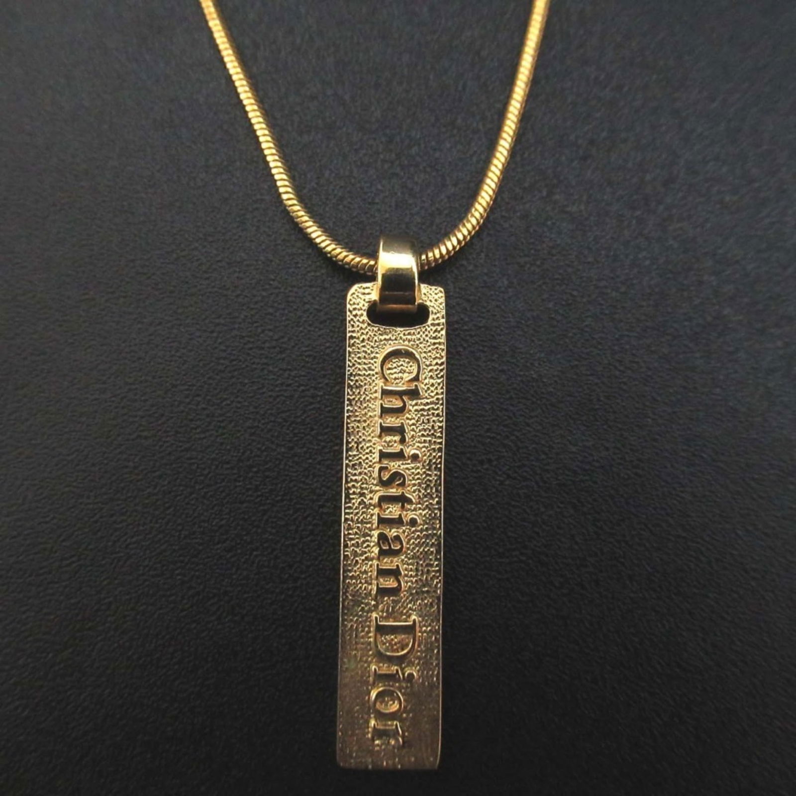 Women's - Christian Dior Vintage Snake Chain Logo Bar Necklace - GP Gold: Women's - Christian Dior Vintage Snake Chain Logo Bar Necklace - GP Gold This listing features Women's - Christian Dior Vintage Snake Chain Logo Bar Necklace - GP Gold. Item specifics are provided