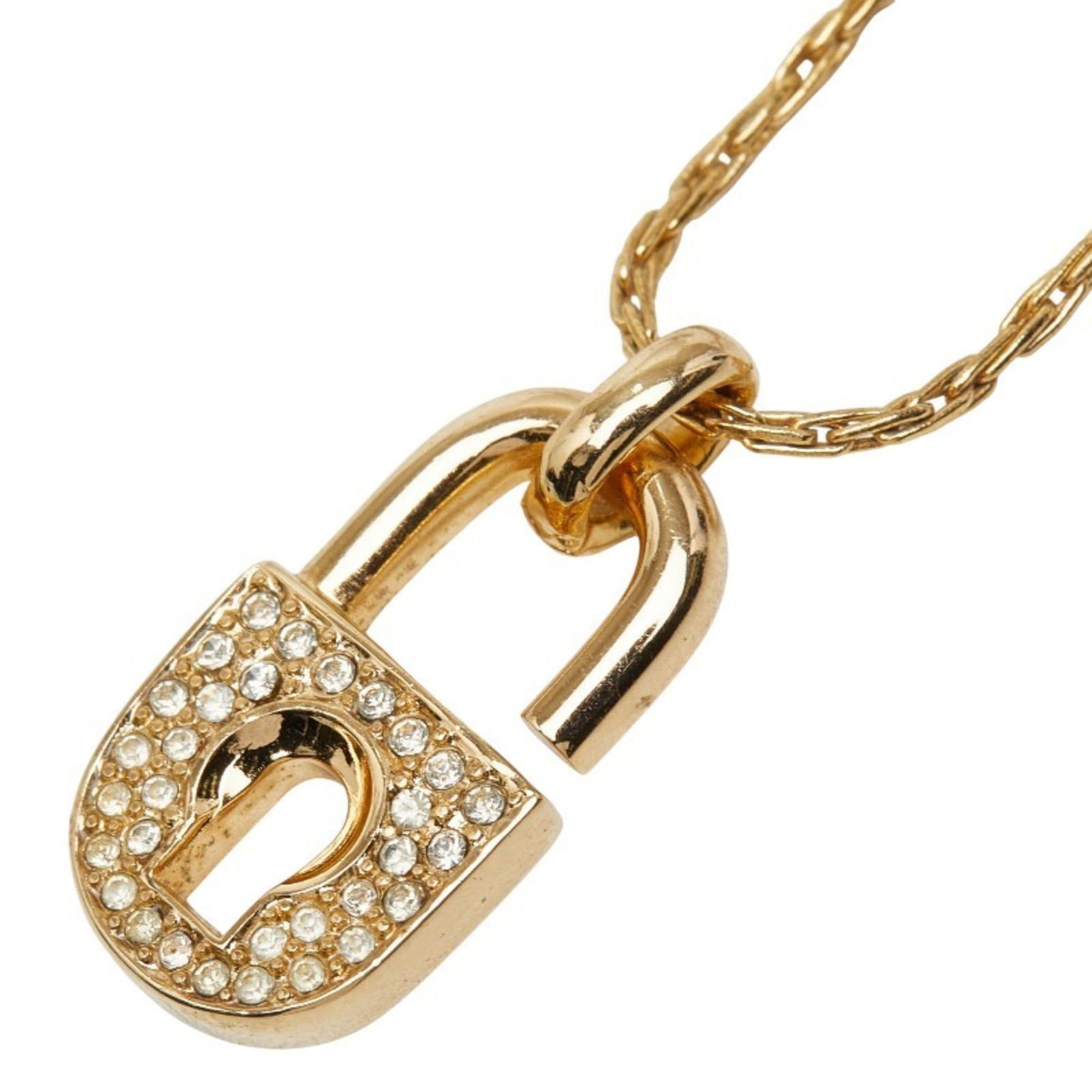 Women's - Christian Dior Padlock Cadena Motif Necklace - Gold Plated with Rhinestones: Women's - Christian Dior Padlock Cadena Motif Necklace - Gold Plated with Rhinestones This listing features Women's - Christian Dior Padlock Cadena Motif Necklace - Gold Plated with Rhinestones. Item
