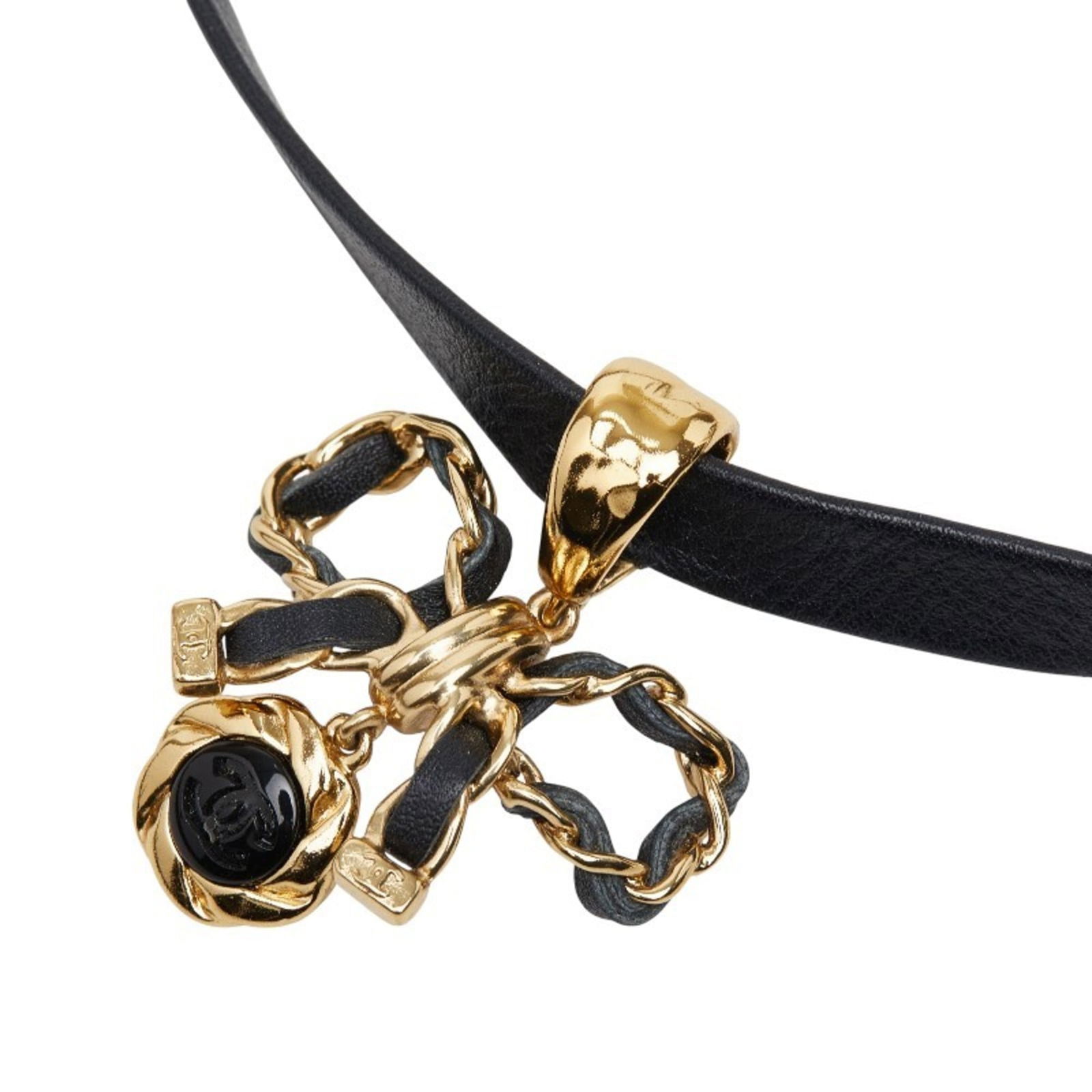 Women Chanel Coco Mark Ribbon Motif Choker in Gold and Black Plated Leather for: Women Chanel Coco Mark Ribbon Motif Choker in Gold and Black Plated Leather for This listing features Women Chanel Coco Mark Ribbon Motif Choker in Gold and Black Plated Leather for. Item specifics