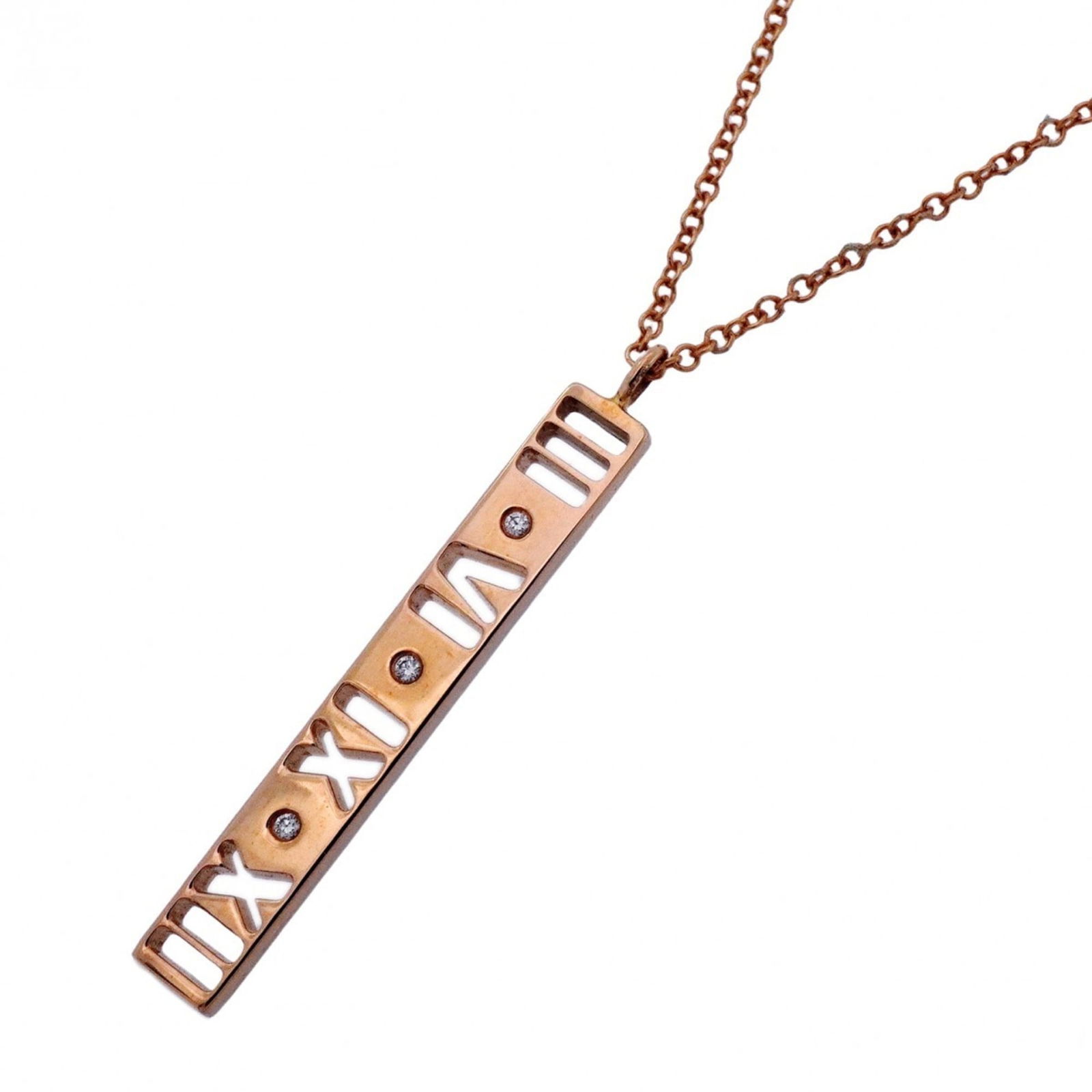Women Tiffany Atlas Bar 3PD Necklace in 18K Pink Gold with Diamonds for: Women Tiffany Atlas Bar 3PD Necklace in 18K Pink Gold with Diamonds for This listing features Women Tiffany Atlas Bar 3PD Necklace in 18K Pink Gold with Diamonds for. Item specifics are provided