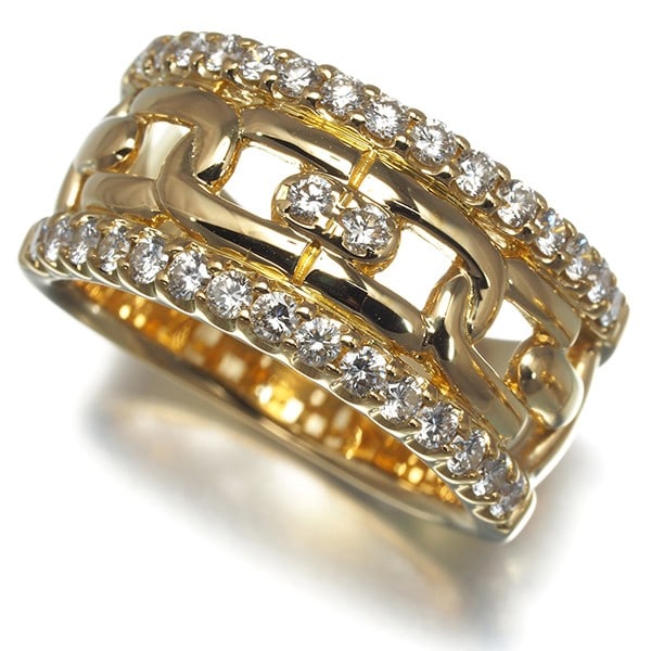 Gold Celine Ring Diamond 0.68Ct Openwork Us6-6.25 18K 750 Yellow (1 of 5)
