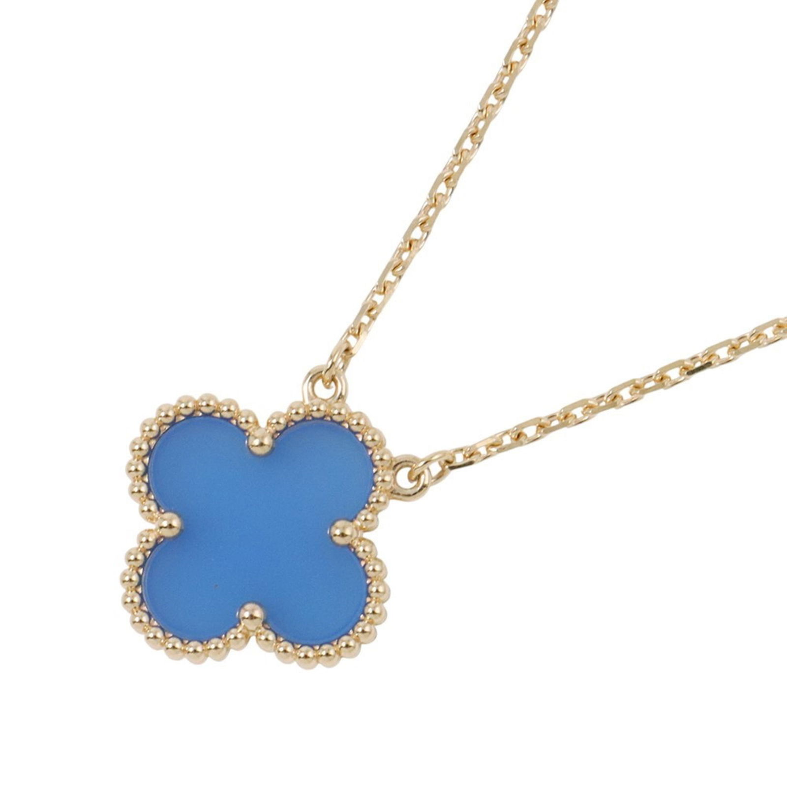 (VCARP9SY00) Van Cleef & Arpels Alhambra Pendant Necklace with Blue Agate in 18K Yellow Gold: (VCARP9SY00) Van Cleef & Arpels Alhambra Pendant Necklace with Blue Agate in 18K Yellow Gold This listing features (VCARP9SY00) Van Cleef & Arpels Alhambra Pendant Necklace with Blue Agate in 18K Yell