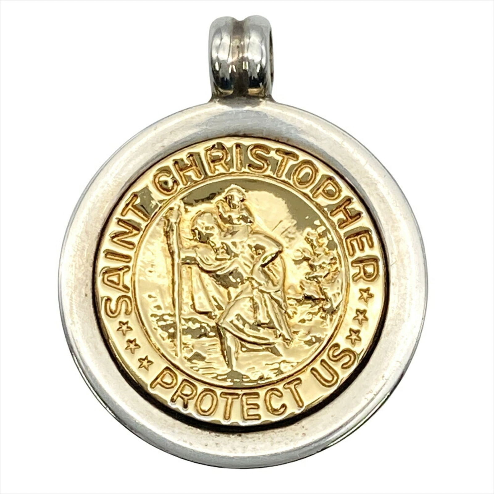 Unisex - Tiffany & Co. St. Christopher Coin Pendant - 10.9g - 18KYG (18K Yellow Gold) - SV925 Silver (1 of 8)