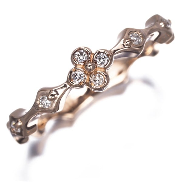 Gold Vendome Ring Diamond Flower Us5 18K 750 Rose (1 of 5)