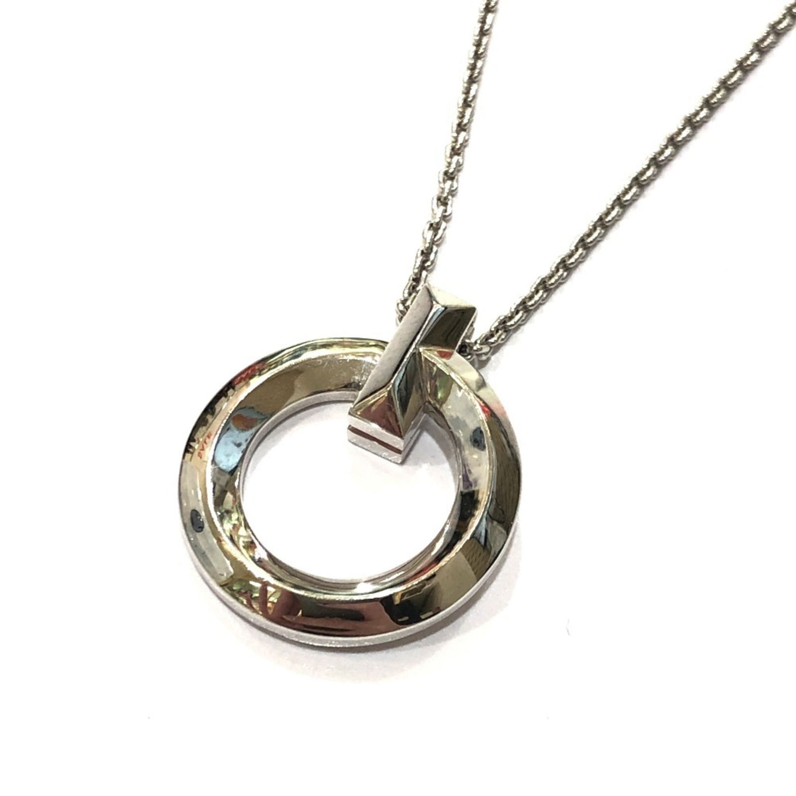Silver - TIFFANY & Co. Tiffany WG750 Gold T-One Circle Pendant Chain Necklace - Accessory - Jewelry (1 of 15)