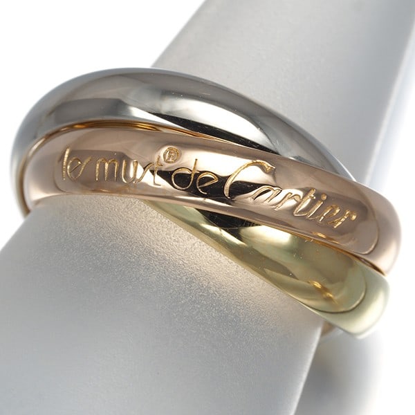 Gold Cartier Ring Trinity 3Color Classic Eu50 18K 750 Yellow White Rose: Gold Cartier Ring Trinity 3Color Classic Eu50 18K 750 Yellow White Rose This listing features Gold Cartier Ring Trinity 3Color Classic Eu50 18K 750 Yellow White Rose. Item specifics are provided below