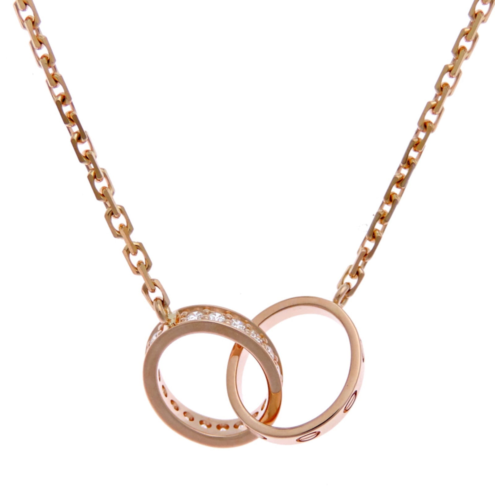 Gold Cartier Love Semi-Pav Diamond Women's Necklace B7013900 in 750 Pink: Gold Cartier Love Semi-Pav Diamond Women's Necklace B7013900 in 750 Pink This listing features Gold Cartier Love Semi-Pav Diamond Women's Necklace B7013900 in 750 Pink. Item specifics are provided