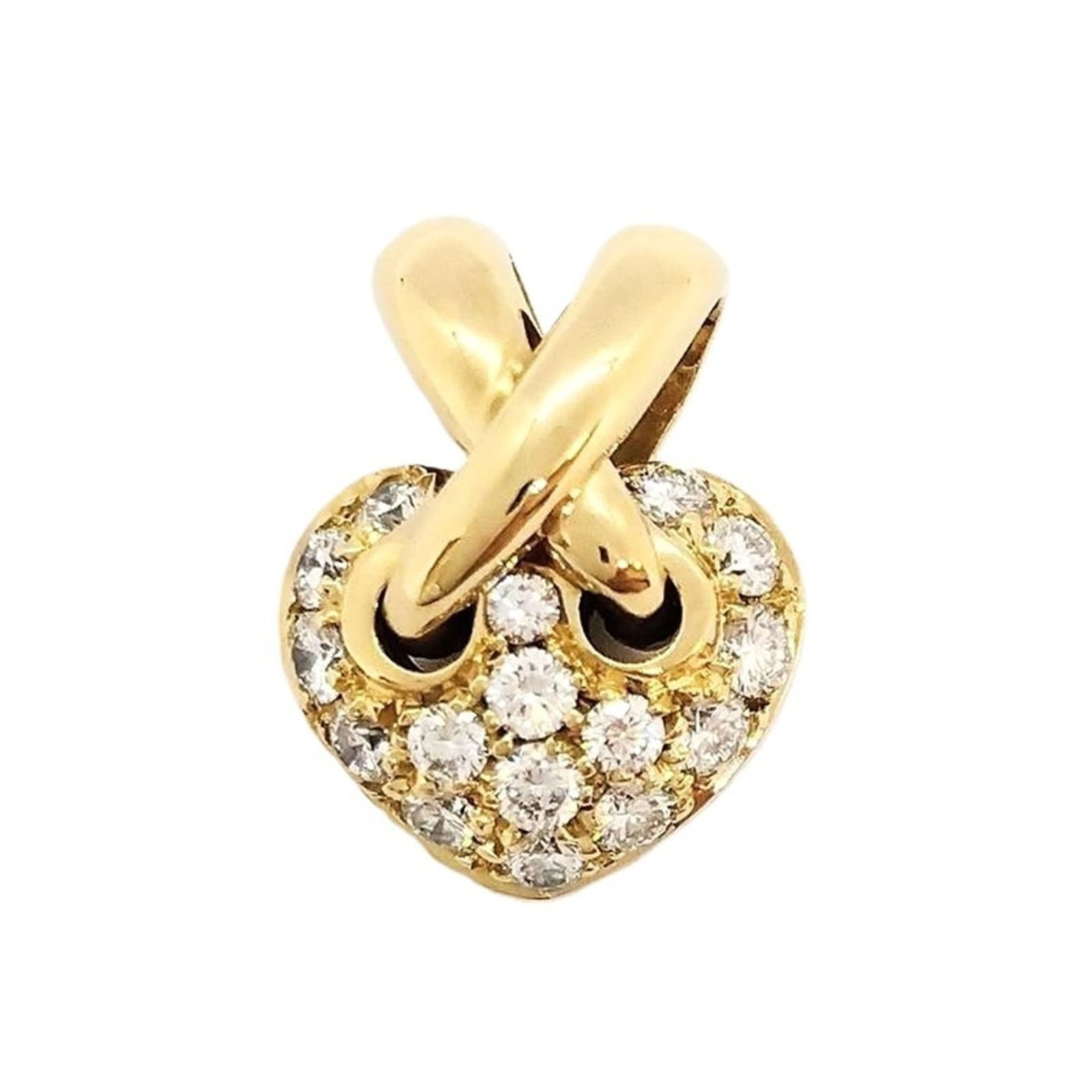 3.3g - Chaumet Liens de Heart Pav Pendant Top in 18K Gold with Diamonds: 3.3g - Chaumet Liens de Heart Pav Pendant Top in 18K Gold with Diamonds This listing features 3.3g - Chaumet Liens de Heart Pav Pendant Top in 18K Gold with Diamonds. Item specifics are provided