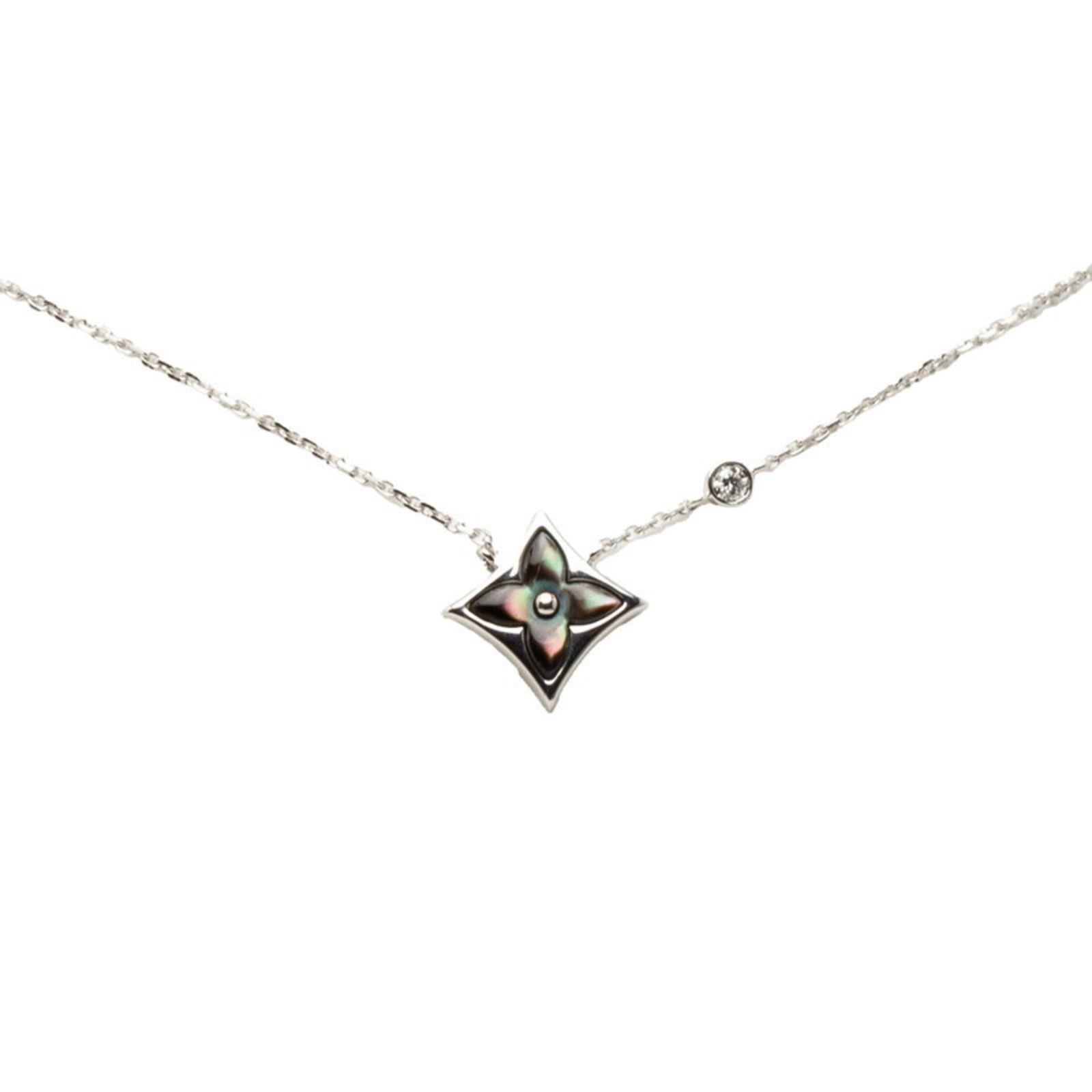 VUITTON Louis Vuitton Pendant Star Blossom BB Necklace Q93696 18KWG White Gold Gray Shell Women's: VUITTON Louis Vuitton Pendant Star Blossom BB Necklace Q93696 18KWG White Gold Gray Shell Women's LOUIS This listing features VUITTON Louis Vuitton Pendant Star Blossom BB Necklace Q93696 18KWG White