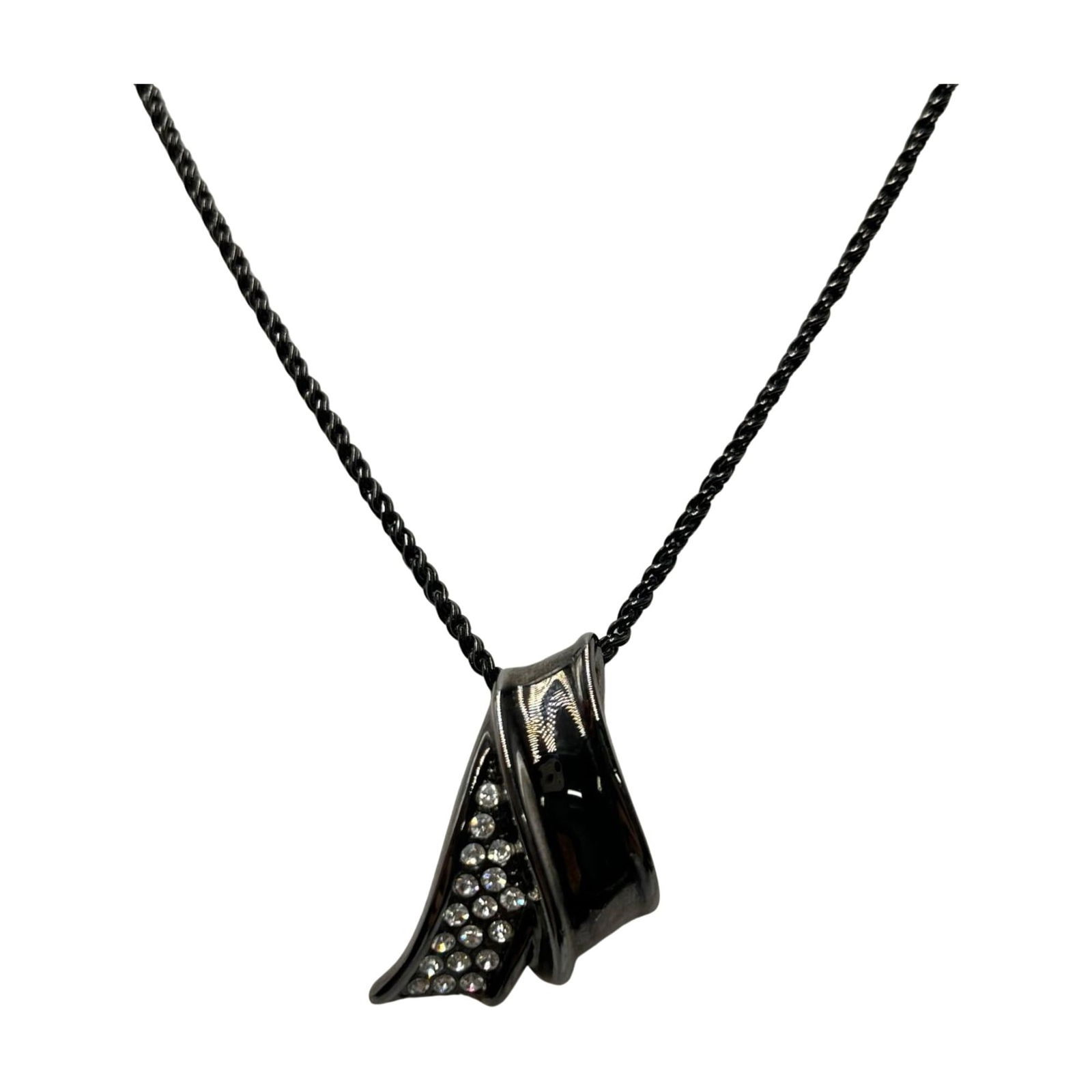men Yves Saint Laurent Saint Laurent necklace pendant in black metal with rhinestones for (1 of 6)