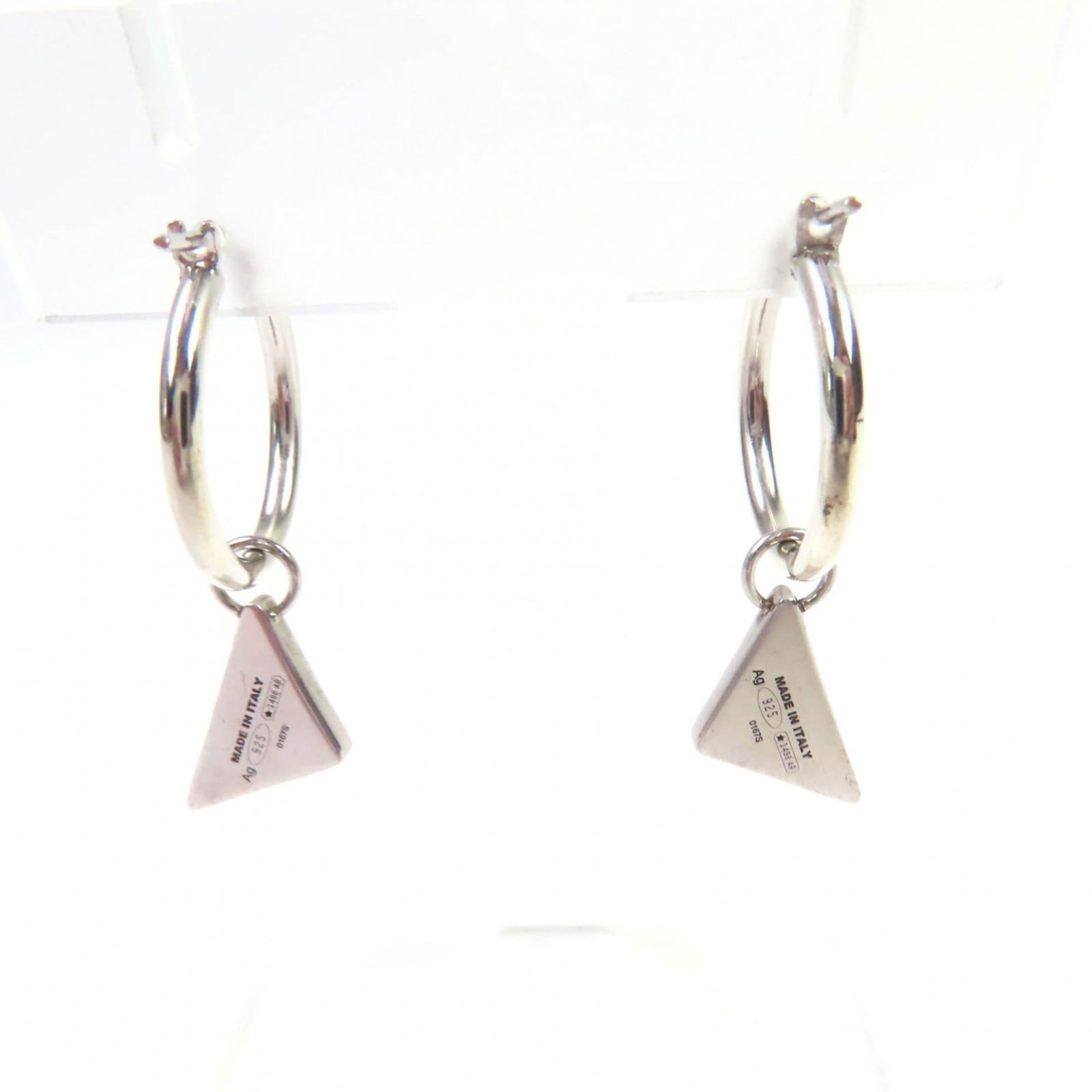 925 Prada Stud Earrings Silver - 3