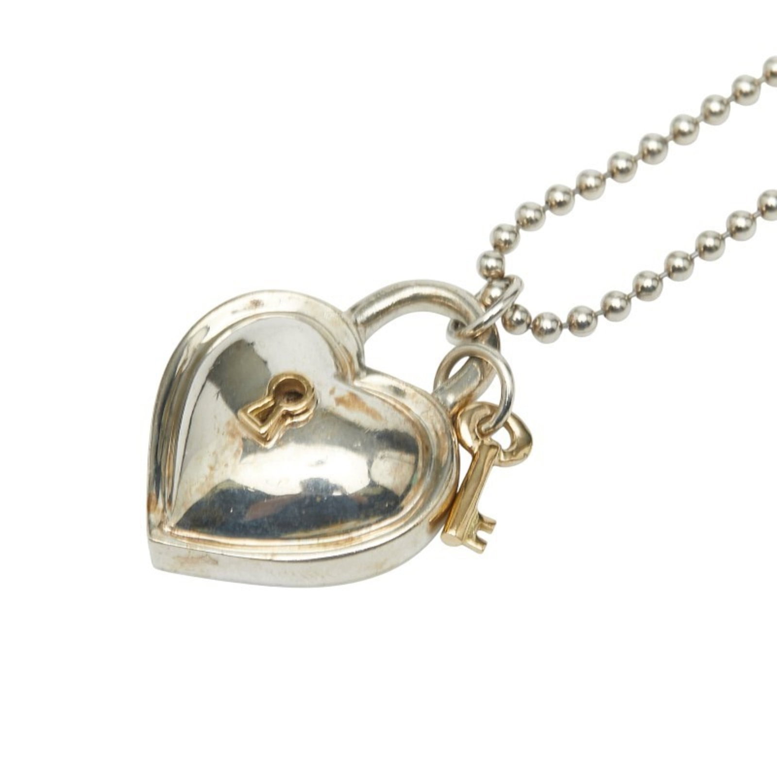 Co. Tiffany Heart Lock Necklace in Silver and Gold (SV925) 18K Yellow (18KYG). Women's. TIFFANY & (1 of 9)