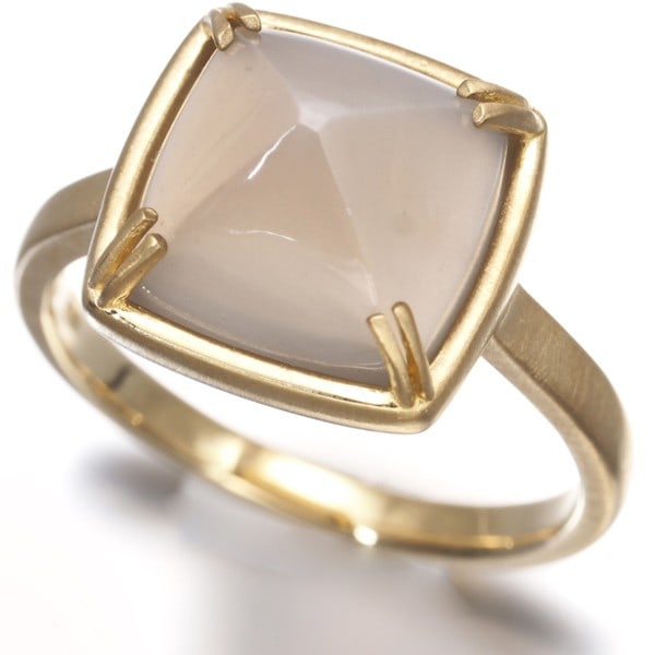 Gold Bizoux Ring Gray Moonstone Textured Us6.5-6.75 18K 750 Yellow (1 of 5)