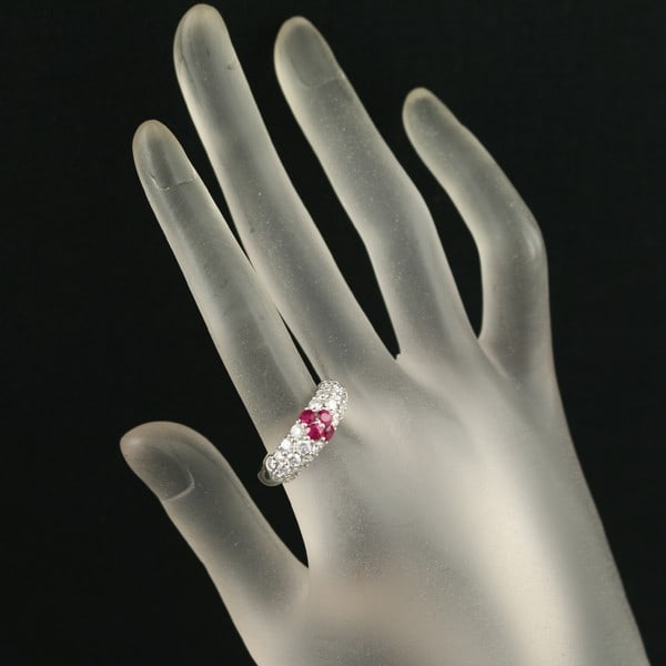 900 Crescent Vert Ring Lab-Created Ruby 0.40Ct Diamond Paved Us8-8.25 Pt - 6