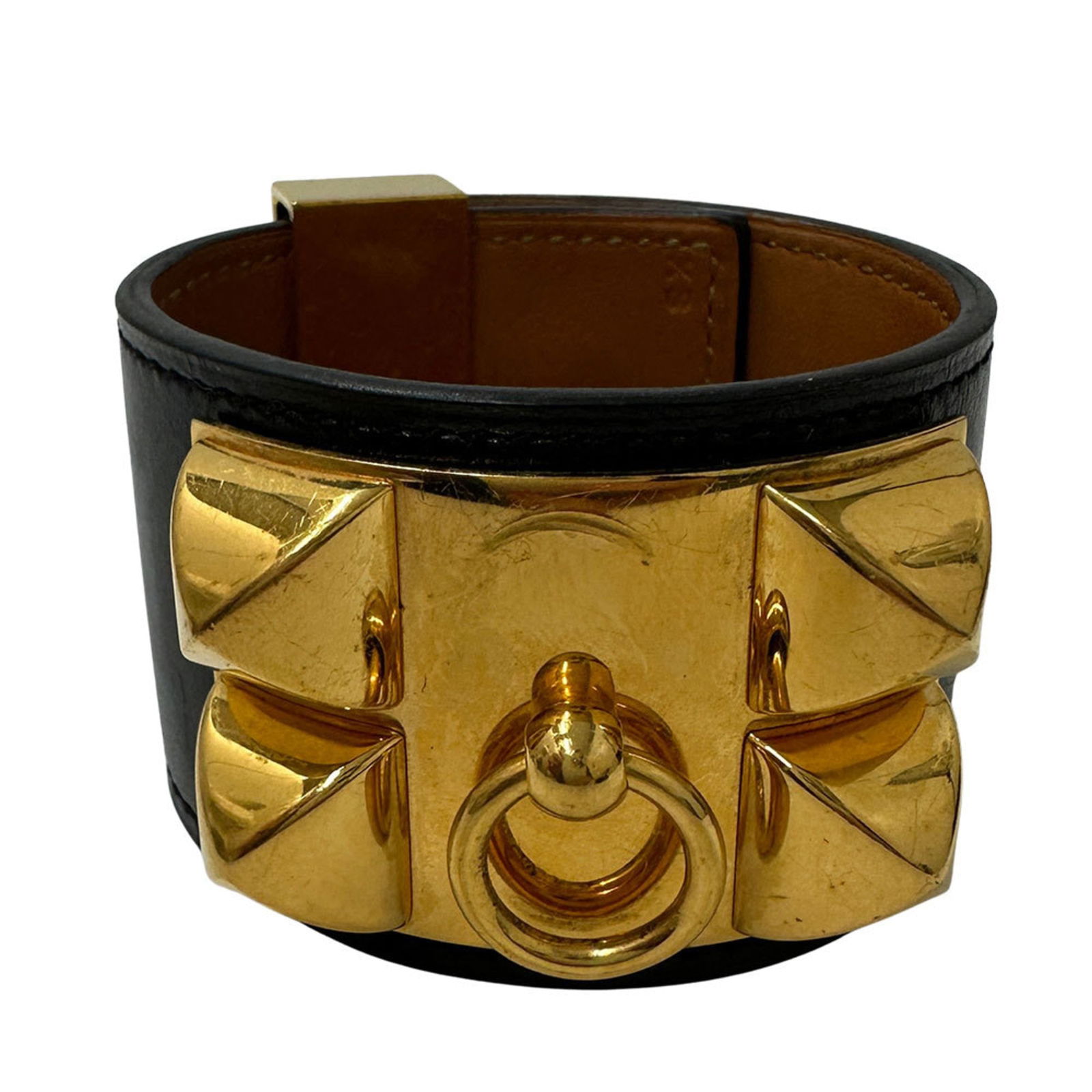 Leather Hermes Bangle: Leather Hermes Bangle This listing features Leather Hermes Bangle. Item specifics are provided below. Item Specifics: Brand: Hermes Type: Bangle Gender: Women Material: Leather Color: Black, Gold Leng