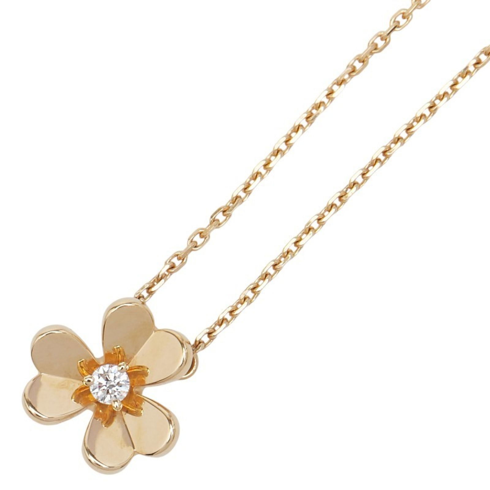 Women's Van Cleef & Arpels Frivole Mini 1P Diamond Necklace ARP0J100 18KYG Yellow Gold (1 of 7)