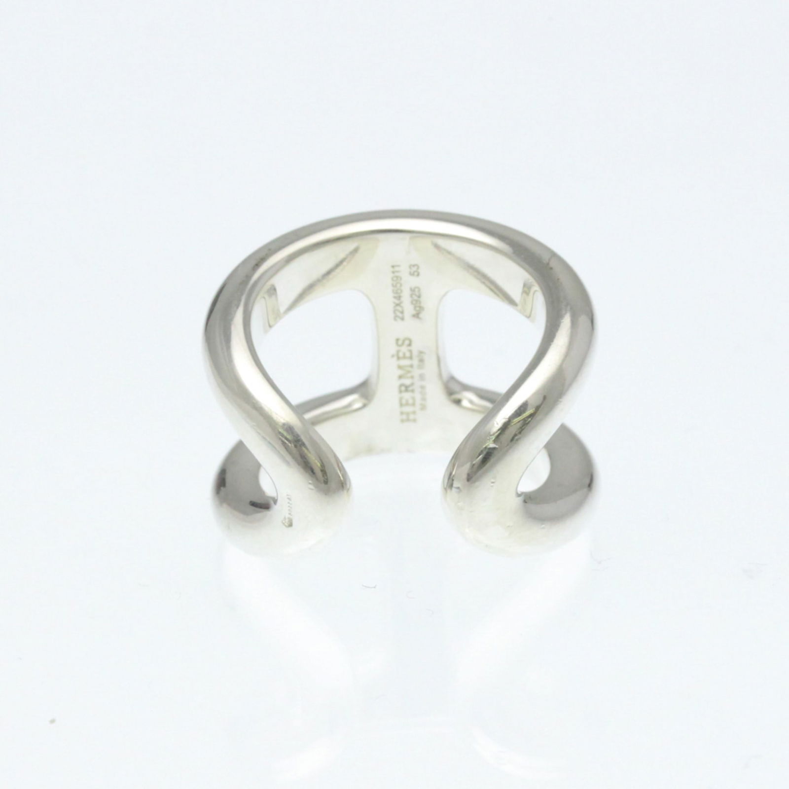 Silver Hermes Band Ring - 3