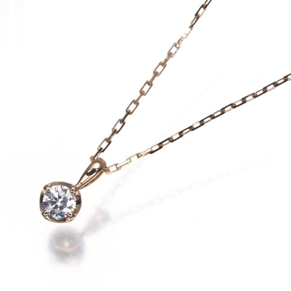 Gold Vendome Necklace Diamond 0.05Ct Solitaire 18K 750 Rose (1 of 4)