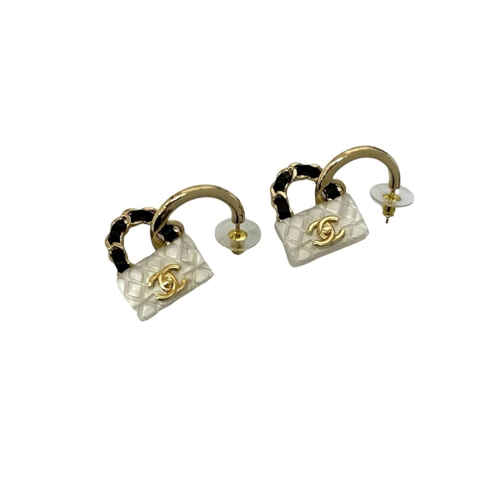 Plastic - Chanel Stud Earrings Gold Plating - 2