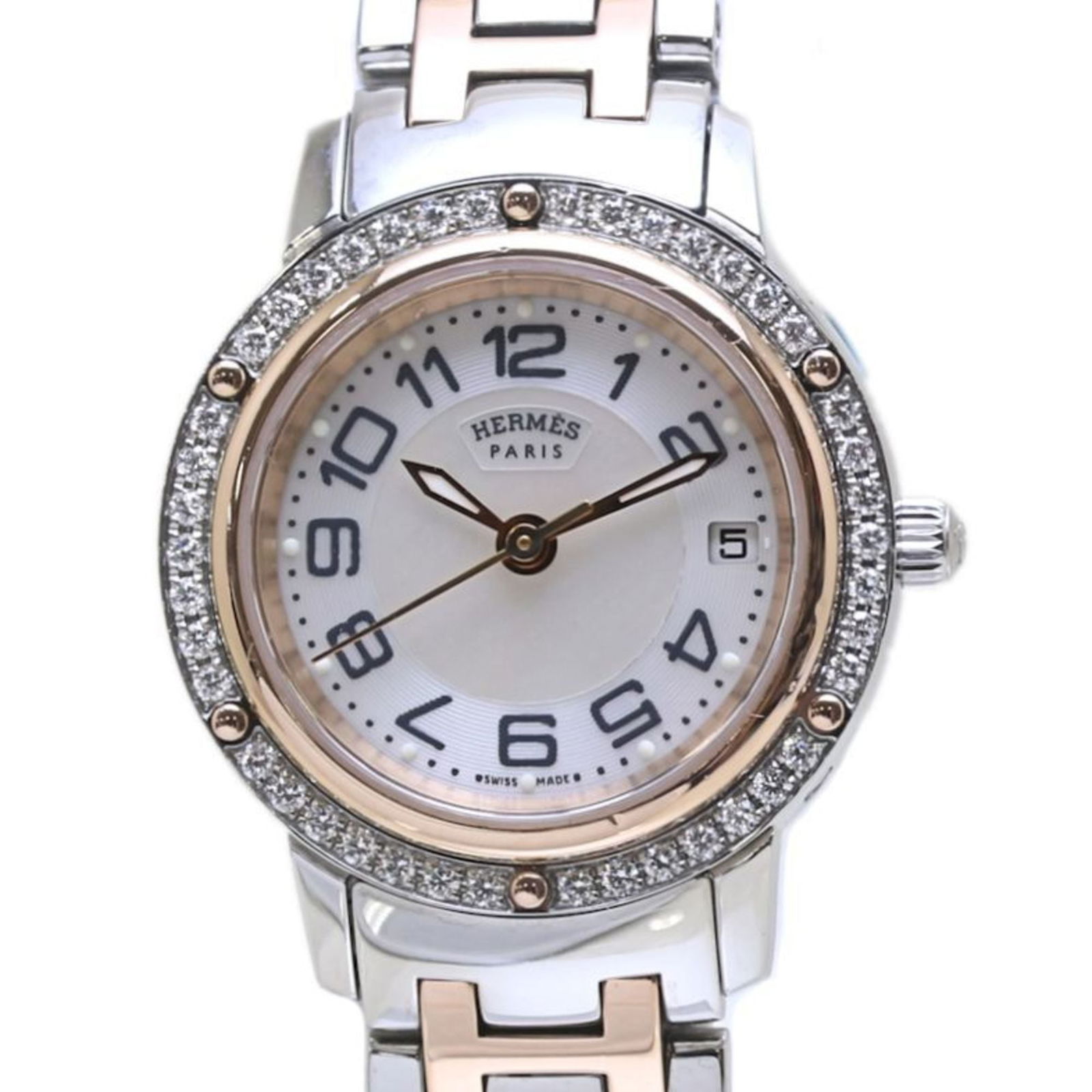 40117 HERMES Clipper Nacr Classic Bezel Diamond CP1.222.212 4970 035323WW00 Women's Watch in PGP (1 of 10)