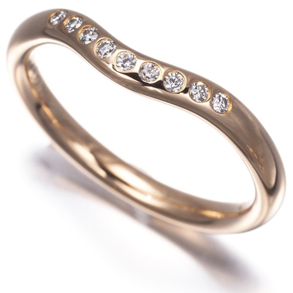 Gold Tiffany&Co. Ring Diamond Curved Band 9P Us5 18K 750 Rose (1 of 5)
