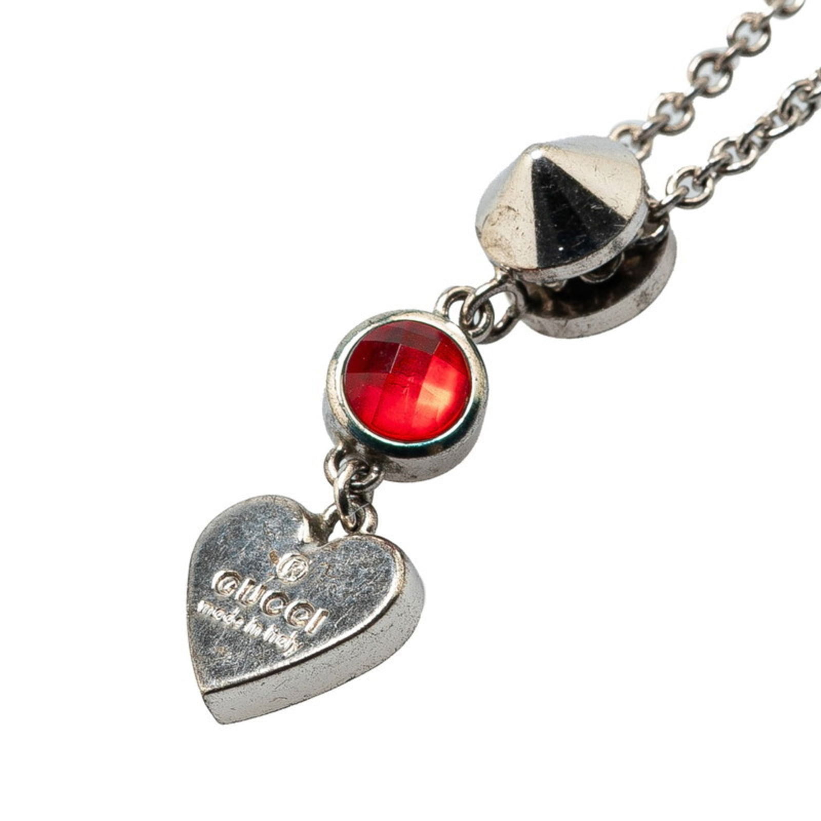 GUCCI Heart Motif Pendant Necklace 325871 in Silver and Red SV925 with Colored Stones. Women's.: GUCCI Heart Motif Pendant Necklace 325871 in Silver and Red SV925 with Colored Stones. Women's. This listing features GUCCI Heart Motif Pendant Necklace 325871 in Silver and Red SV925 with Colored