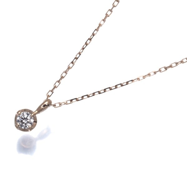 Gold Vendome Necklace Diamond 0.05Ct Solitaire 18K 750 Rose (1 of 4)