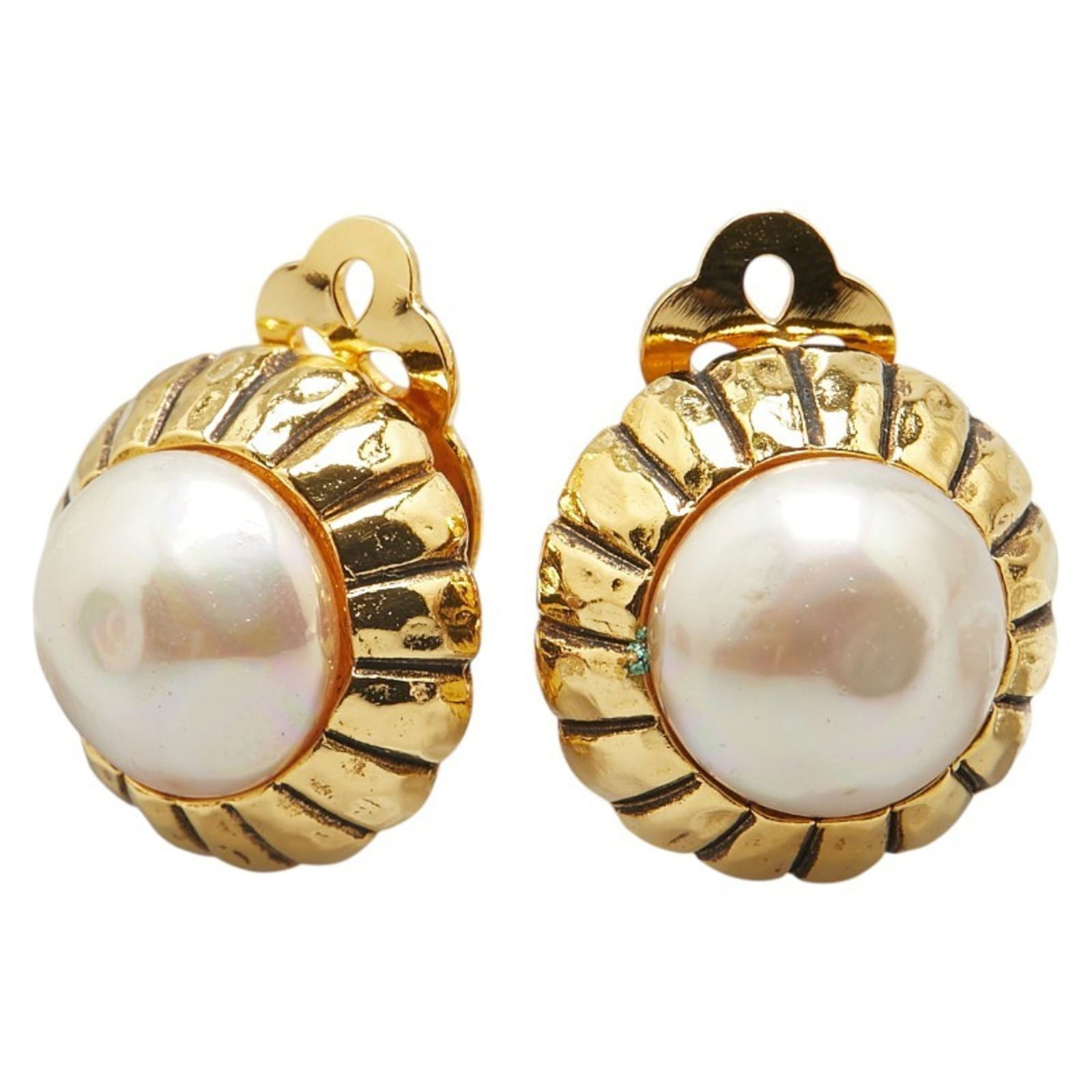 Gold Plating - Chanel Clip Earrings Artificial Pearl (1 of 6)