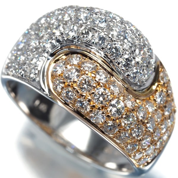 Gold Damiani Ring Diamond 1.45Ct Bicolor Paved Us6.5 18K 750 White Rose (1 of 6)