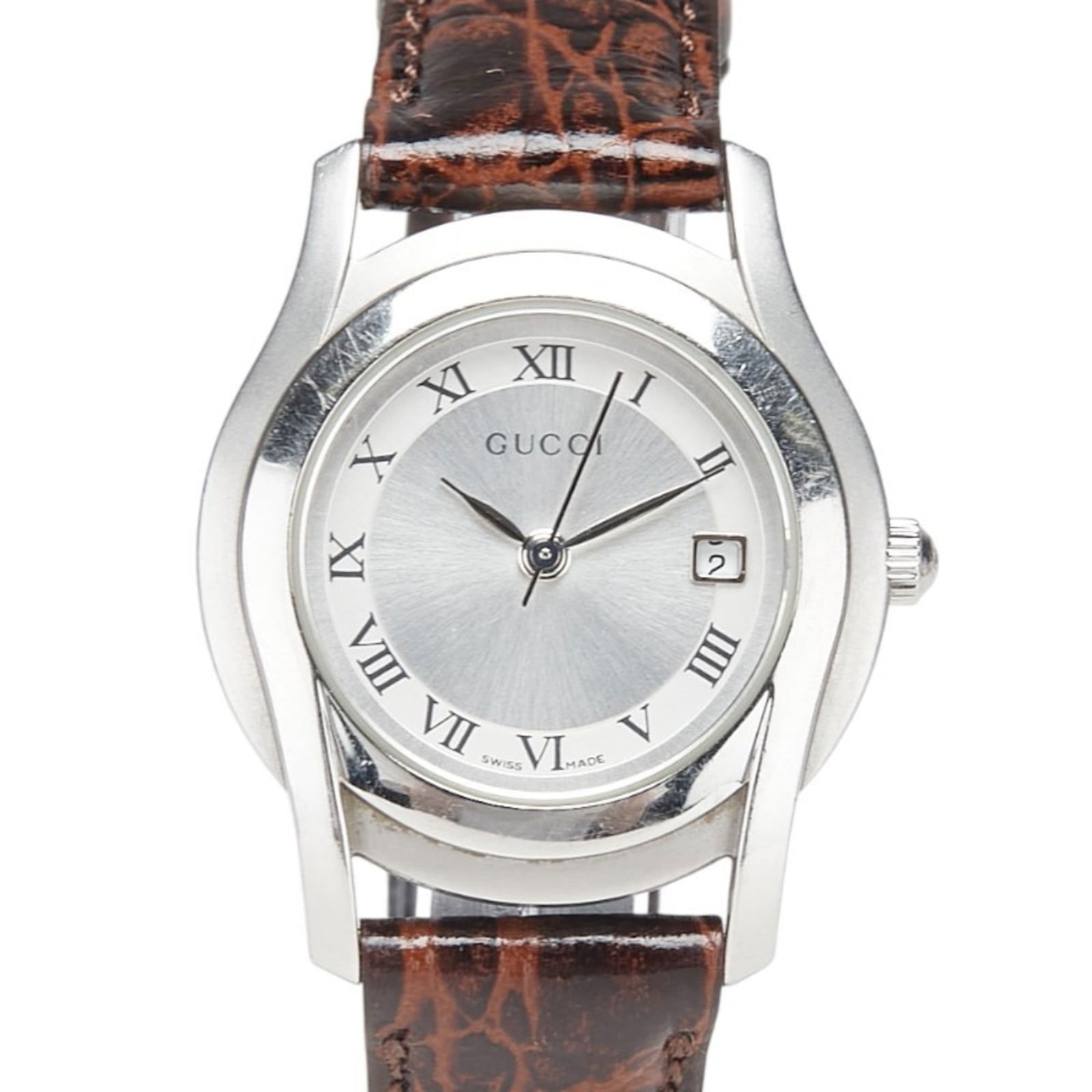 Wristwatch Gucci: Wristwatch Gucci This listing features Wristwatch Gucci. Item specifics are provided below. Item Specifics: Brand: Gucci Type: Wristwatch Gender: Women Display: Analog Material (Case): Stainless