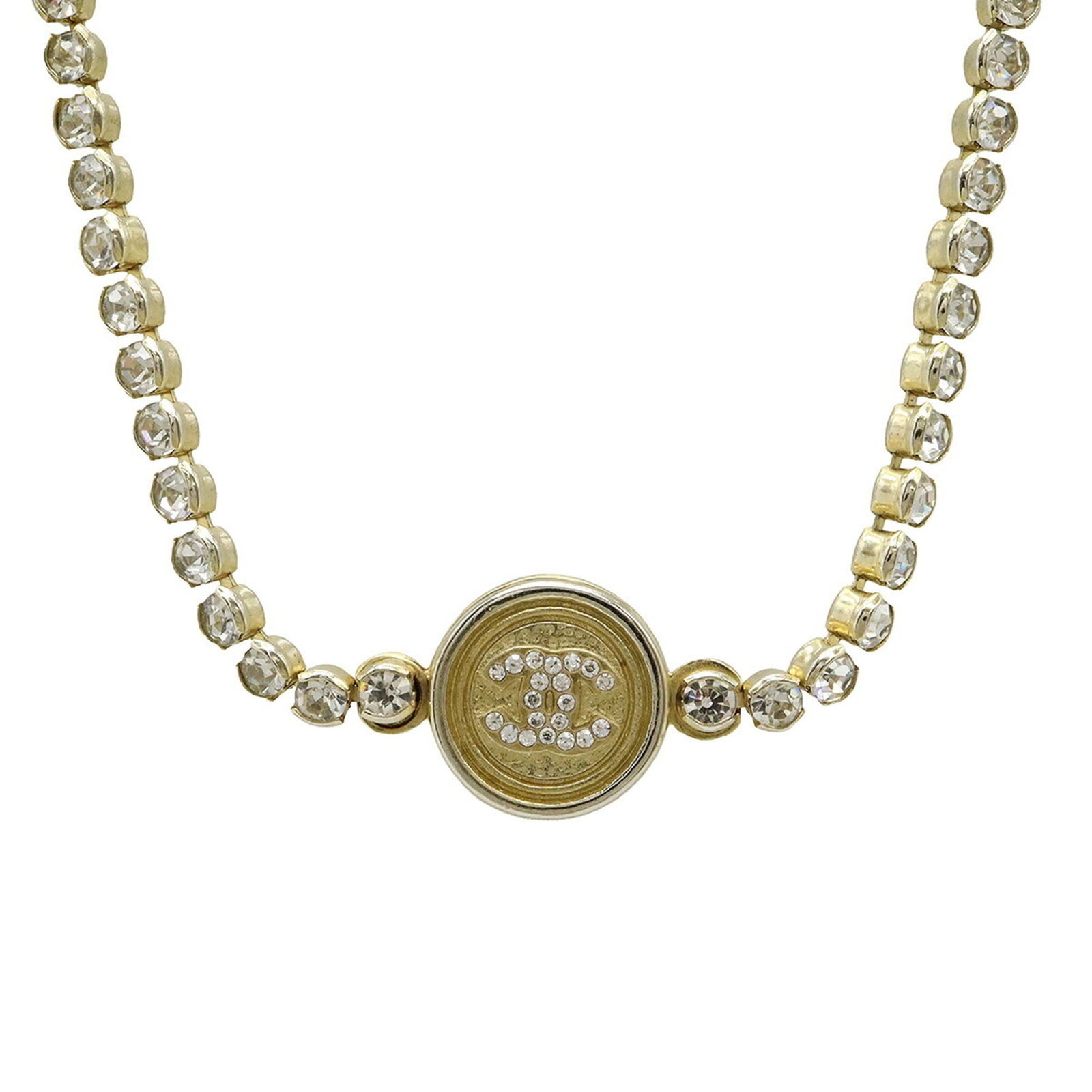 A21 S - CHANEL Coco Mark Choker Necklace Pendant with GP Rhinestones in Gold: A21 S - CHANEL Coco Mark Choker Necklace Pendant with GP Rhinestones in Gold This listing features A21 S - CHANEL Coco Mark Choker Necklace Pendant with GP Rhinestones in Gold. Item specifics are
