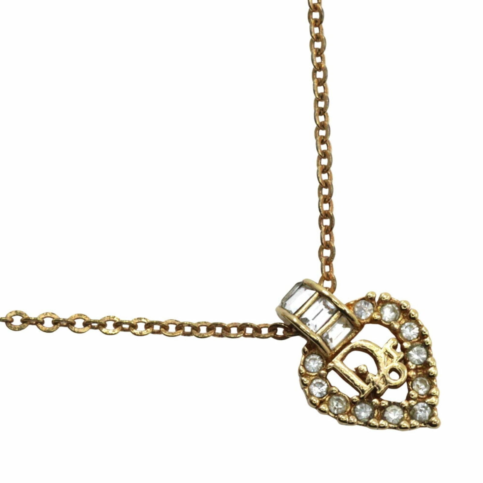 M152125006 - Christian Dior Heart Necklace - Gold-Plated with Rhinestones - Approximately 6.1g -: M152125006 - Christian Dior Heart Necklace - Gold-Plated with Rhinestones - Approximately 6.1g - Logo Heart - Women's This listing features M152125006 - Christian Dior Heart Necklace - Gold-Plated