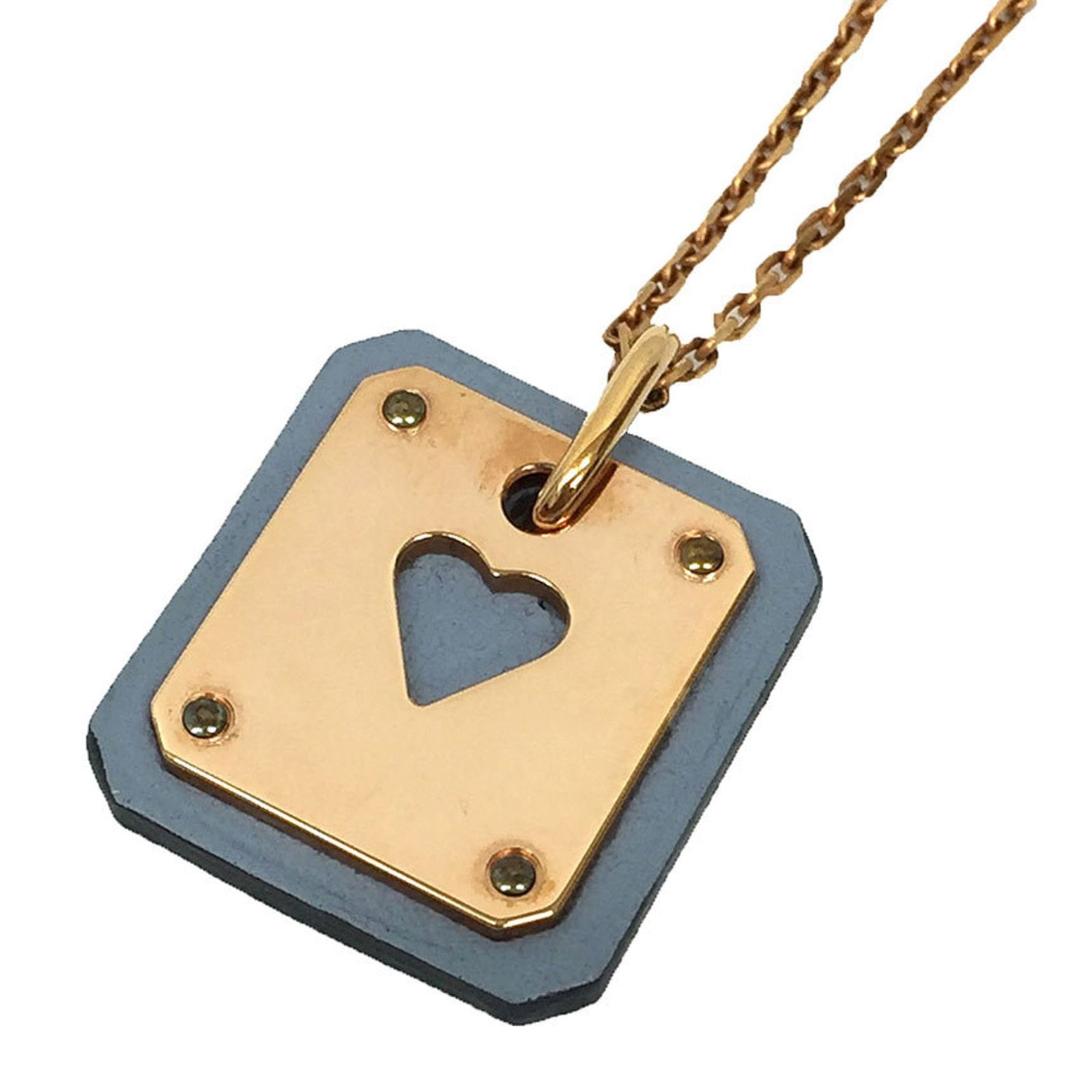 (2021) Hermes As de Coeur PM Playing Card Ace of Hearts Necklace Pendant Swift Leather Saxe Blue: (2021) Hermes As de Coeur PM Playing Card Ace of Hearts Necklace Pendant Swift Leather Saxe Blue Pink Gold Z Stamp This listing features (2021) Hermes As de Coeur PM Playing Card Ace of Hearts