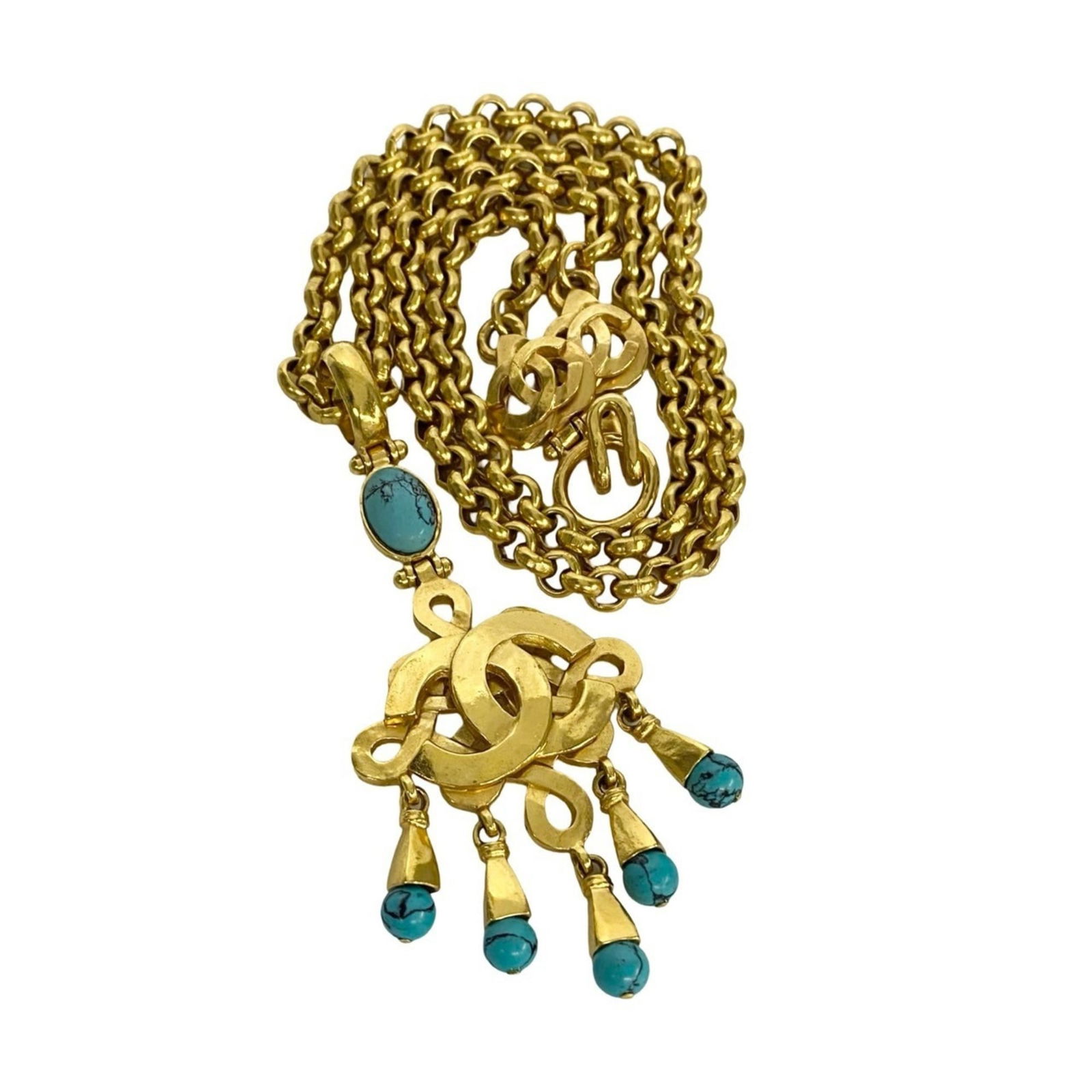 74438 CHANEL Coco Mark GP Turquoise Chain Necklace Pendant Gold: 74438 CHANEL Coco Mark GP Turquoise Chain Necklace Pendant Gold This listing features 74438 CHANEL Coco Mark GP Turquoise Chain Necklace Pendant Gold. Item specifics are provided below. Item
