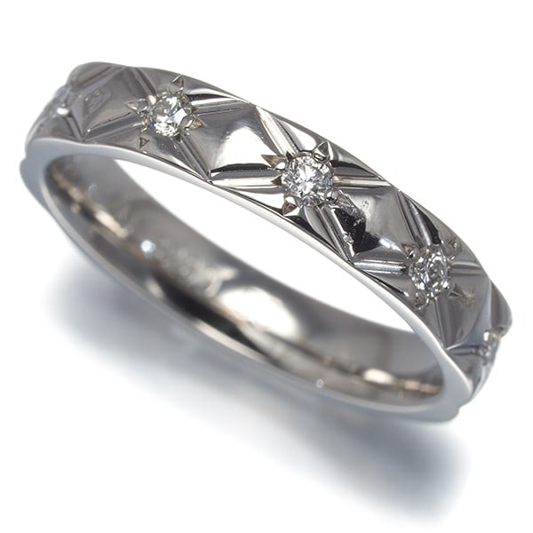 Platinum Chanel Ring Diamond Matelasse Medium Full Eternity Eu50 950 (1 of 5)
