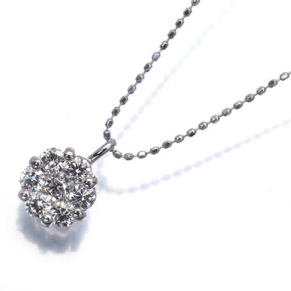 Gold Diamond 0.50Ct H&C Flower Necklace 900 Platinum/ 18K 750 White (1 of 5)