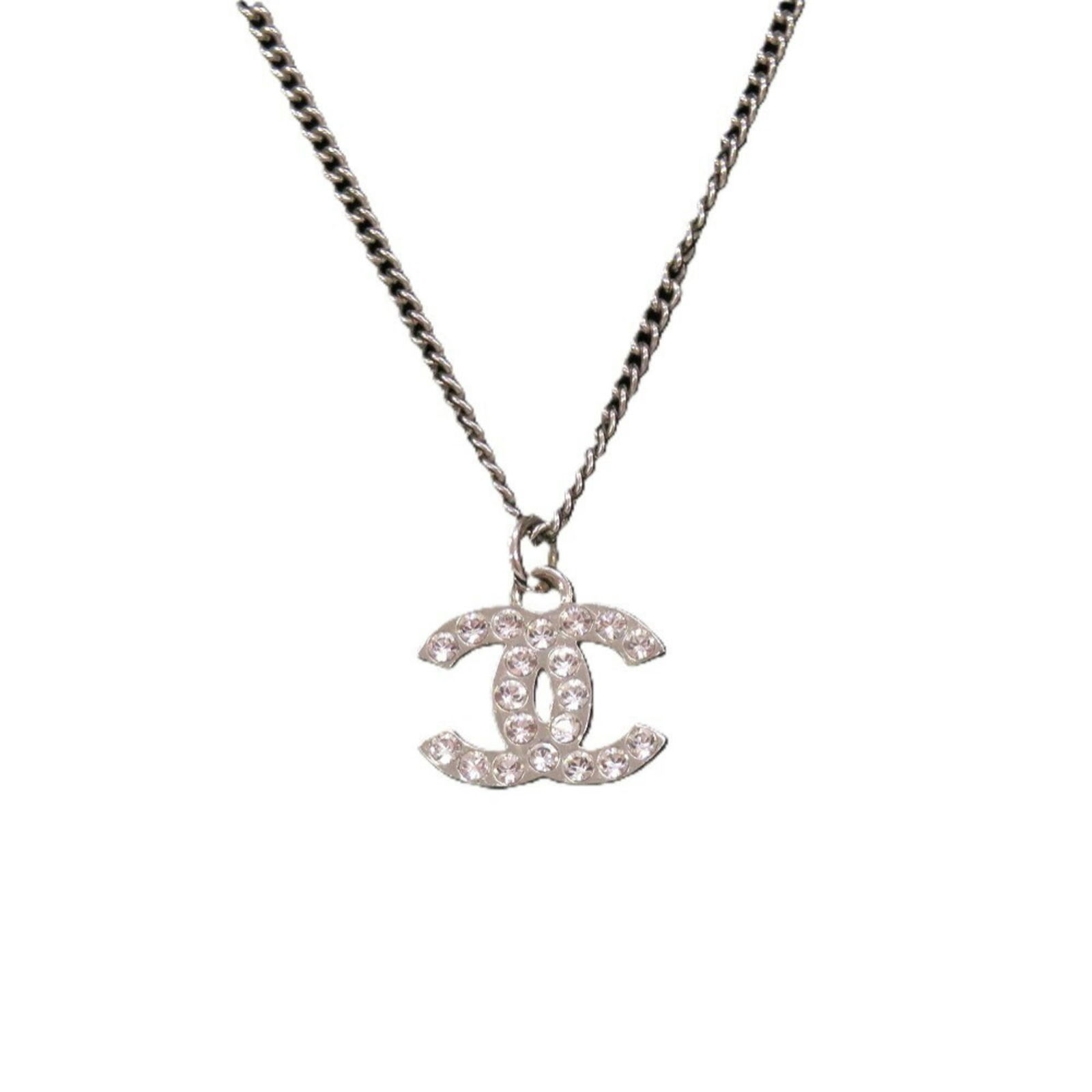 CHANEL Coco Mark A28942 Metal Rhinestone Silver 0834 Necklace (1 of 9)