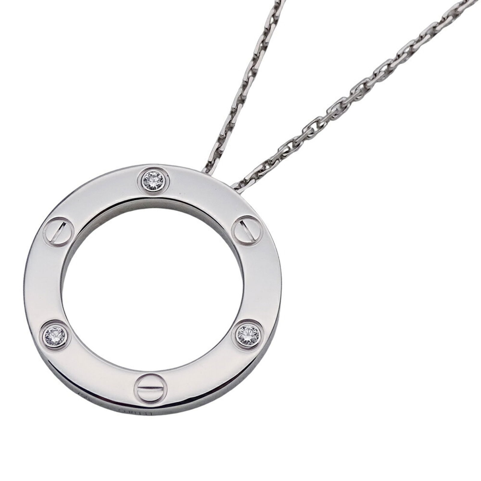 Polished Cartier Necklace for Women 750WG 3P Diamond Love Circle LOVE White Gold: Polished Cartier Necklace for Women 750WG 3P Diamond Love Circle LOVE White Gold This listing features Polished Cartier Necklace for Women 750WG 3P Diamond Love Circle LOVE White Gold. Item specifics
