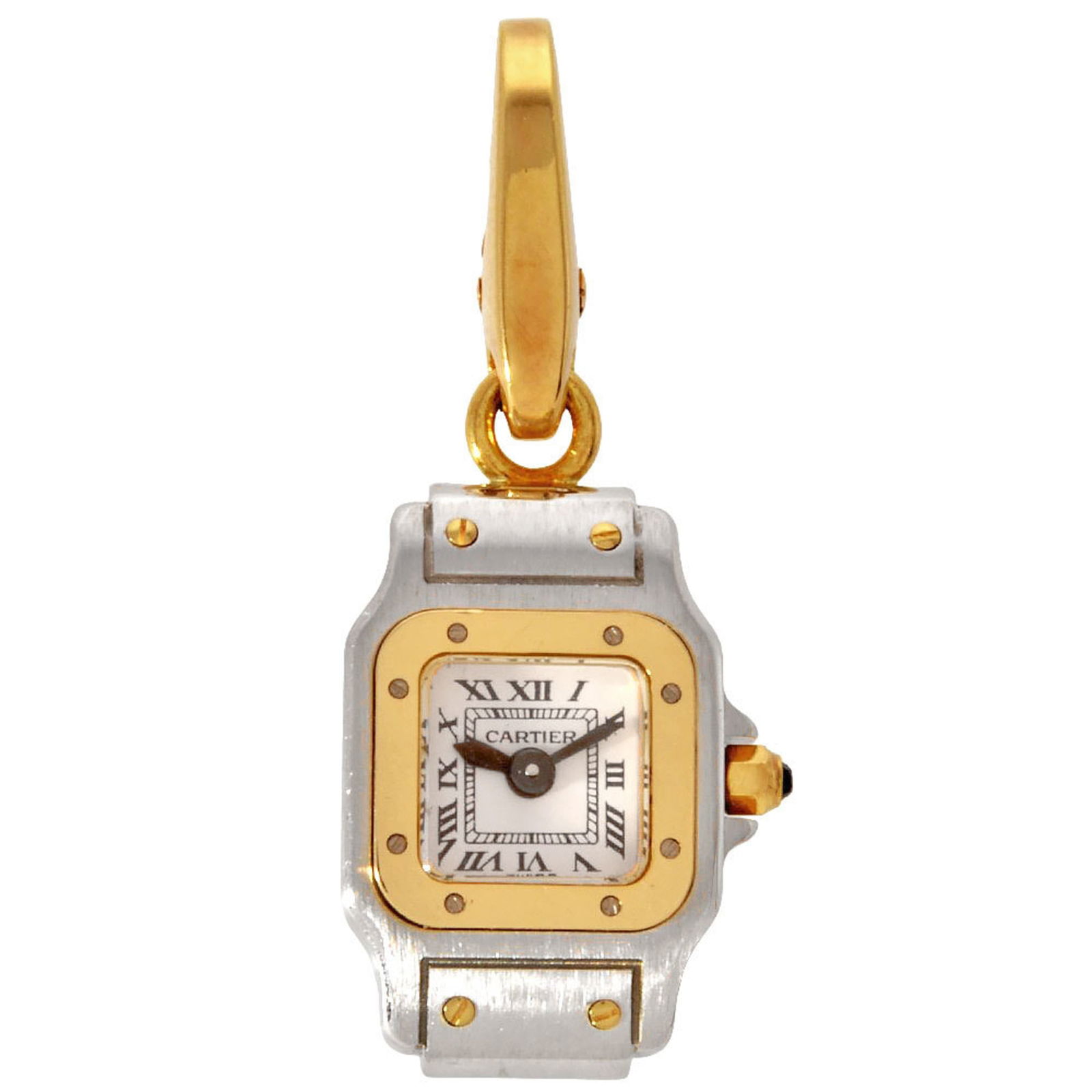 White Cartier Santos Galbee Pendant Top 18KYG 5.5g Yellow Gold WG: White Cartier Santos Galbee Pendant Top 18KYG 5.5g Yellow Gold WG This listing features White Cartier Santos Galbee Pendant Top 18KYG 5.5g Yellow Gold WG. Item specifics are provided below. Item