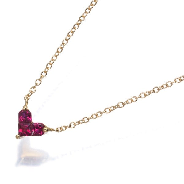 Yg Star Jewelry Necklace Ruby 0.13Ct Mysterious Heart S Size 18K (1 of 4)