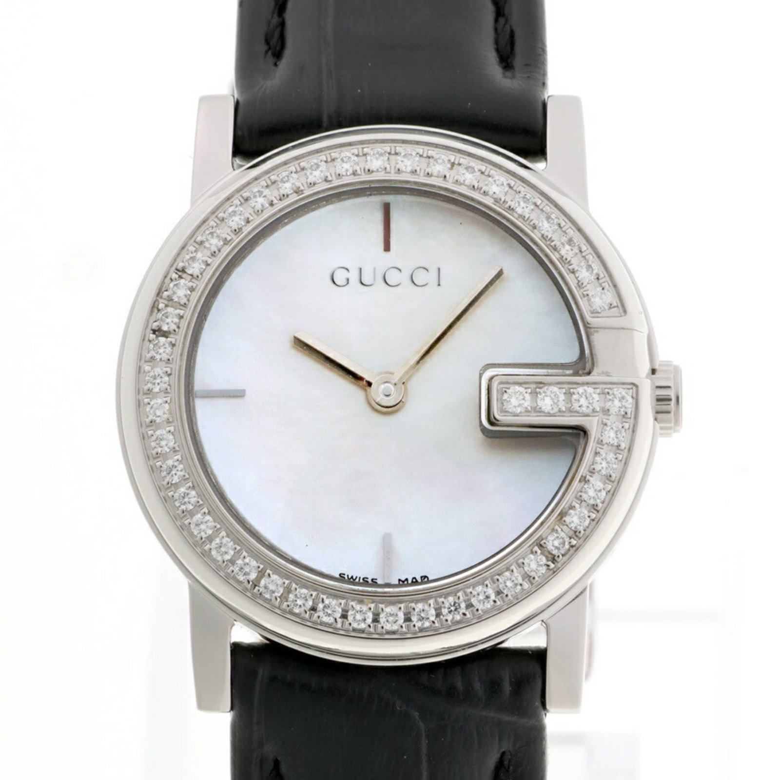 A-158491 GUCCI G Round Diamond YA101509 101L Shell White Quartz Watch: A-158491 GUCCI G Round Diamond YA101509 101L Shell White Quartz Watch This listing features A-158491 GUCCI G Round Diamond YA101509 101L Shell White Quartz Watch. Item specifics are provided below. 