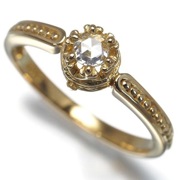 Gold Ahkah Ring Rose-Cut Diamond Rose Promise Us3.75 18K 750 Yellow (1 of 5)