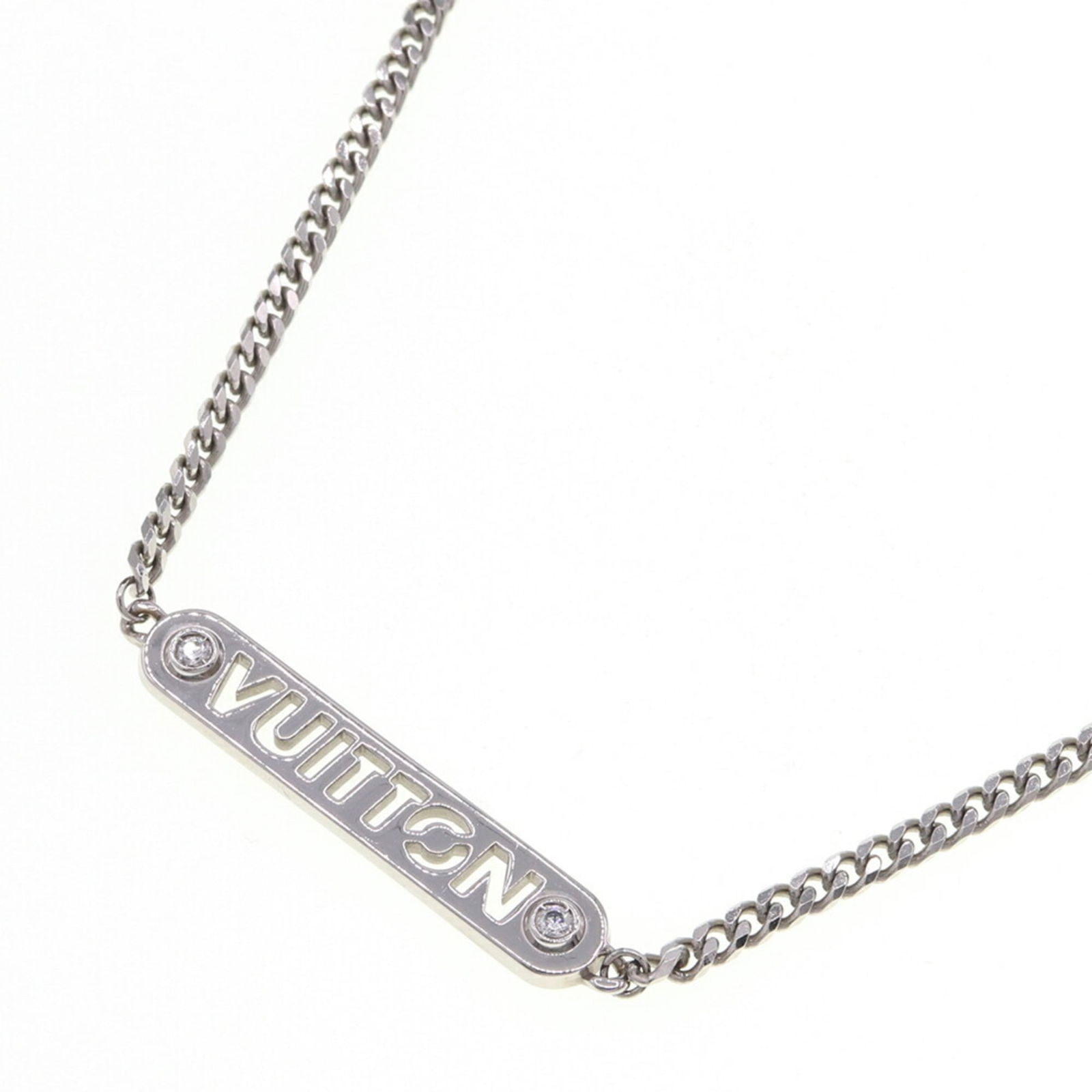 VUITTON Louis Vuitton Necklace LV ID M01154 Silver Metal Choker Pendant Plate Men's LOUIS (1 of 6)